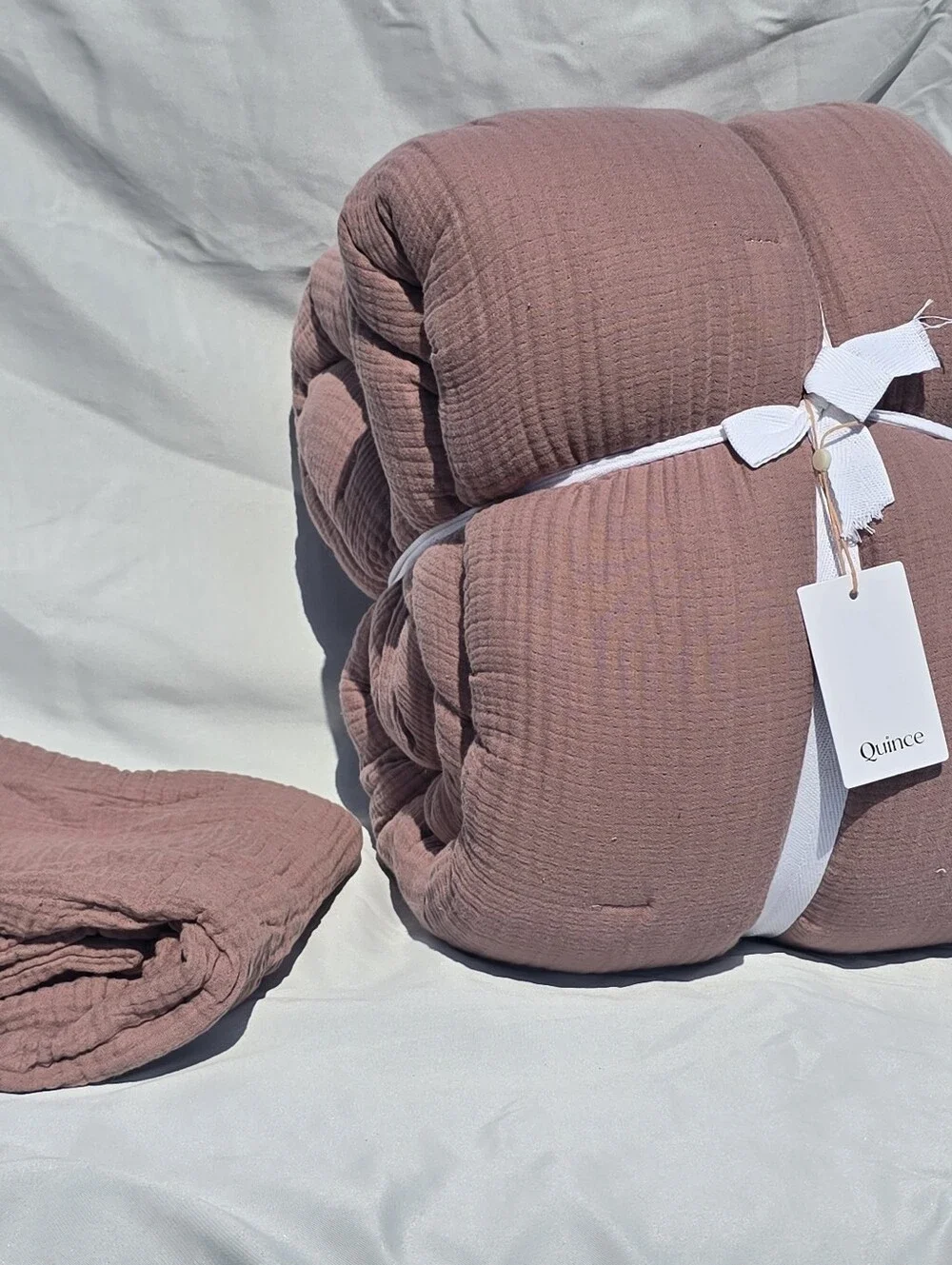 NWT Quince Twin Airy Gauze Dream Quilt Set 1 Sham Fig Organic Cotton